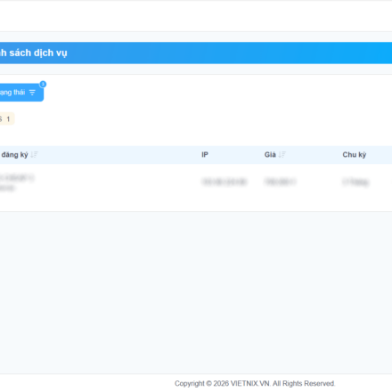 Giao diện quản trị VPS Vietnix lần đầu dùng của Torin